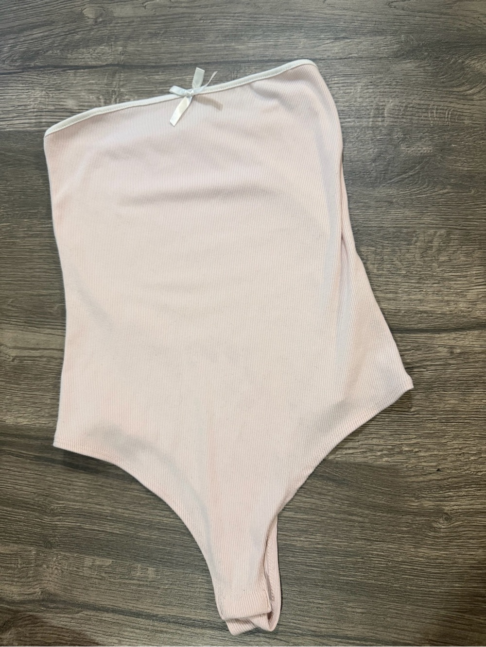 Gaze Light Pink Strapless Bodysuit with Bow Trim